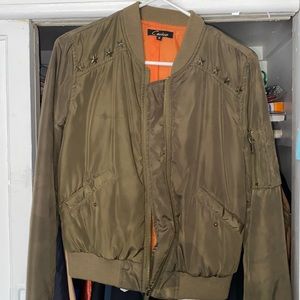 Olive green bomber jacket women